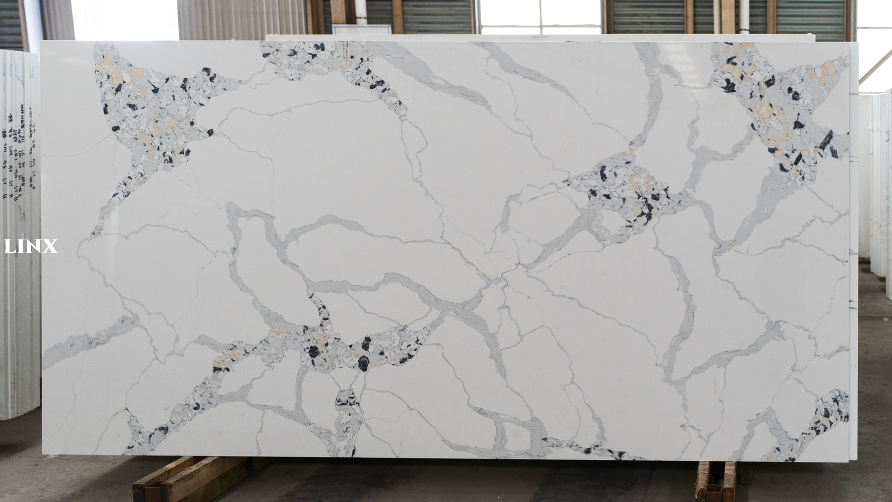 LX1216 CALACATTA WHITE QUARTZ STONE LINX SURFACES