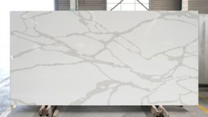 LX2018 CALACATTA WHITE QUARTZ STONE FEATURE LINX SURFACES