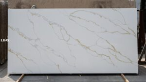 LX3114 CALACATTA GOLD QUARTZ STONE FEATURE LINX SURFACES