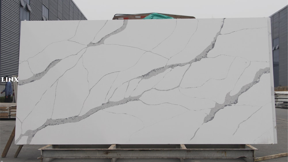 LX3116 CALACATTA WHITE QUARTZ STONE FEATURE LINX SURFACES