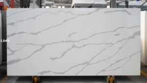 LX5002 CALACATTA WHITE QUARTZ STONE FEATURE LINX SURFACES