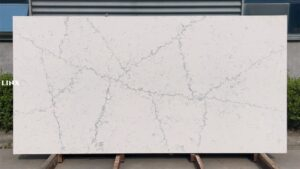 LX5143 CALACATTA WHITE QUARTZ STONE FEATURE LINX SURFACES