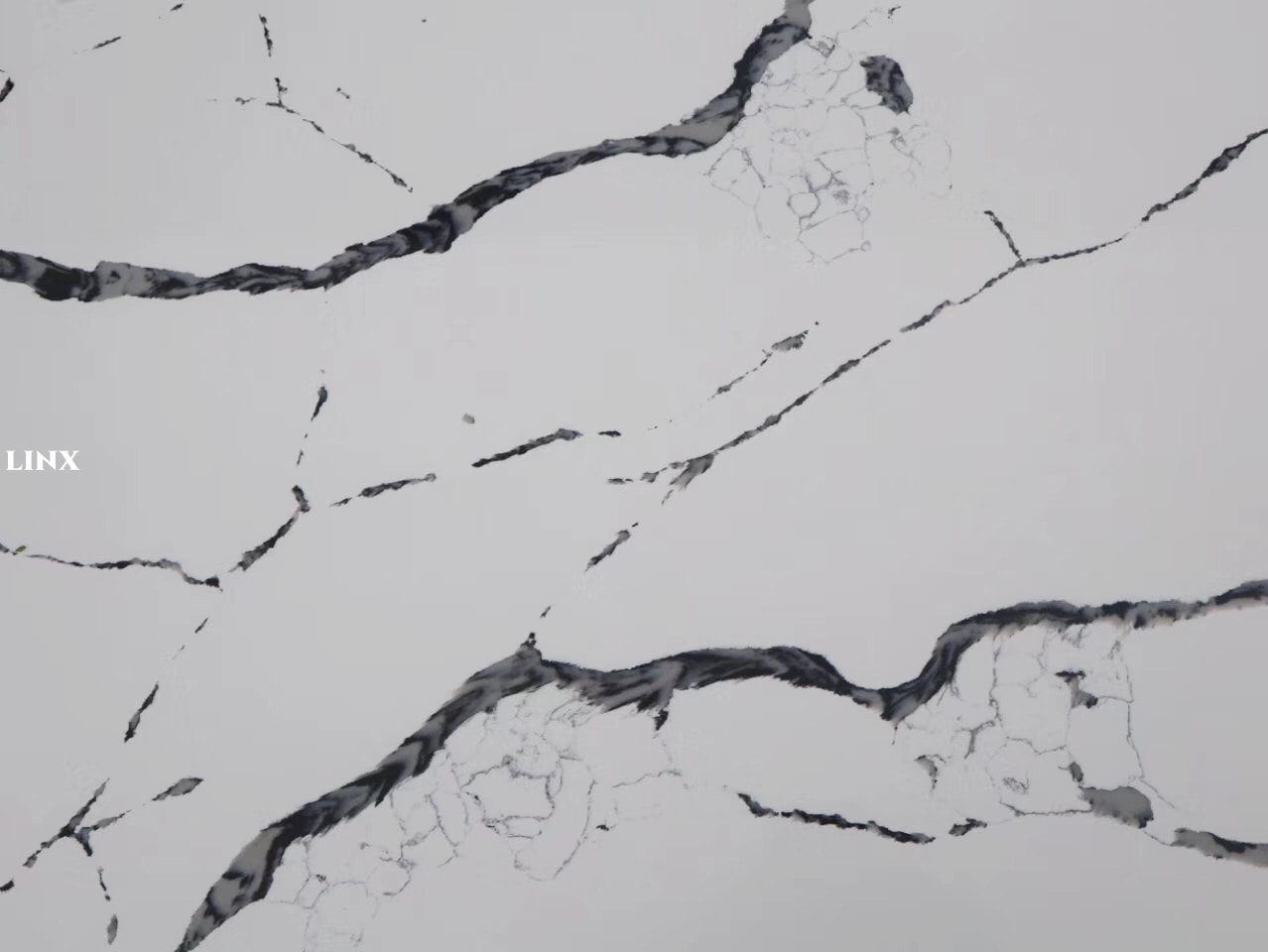 LX6033 CALACATTA WHITE QUARTZ STONE 3 LINX SURFACES