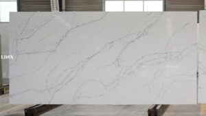 LX6099 CALACATTA WHITE QUARTZ STONE FEATURE LINX SURFACES