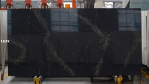 LX6117 CALACATTA BLACK QUARTZ STONE FEATURE LINX SURFACES