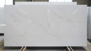 LX6123 CALACATTA GOLD QUARTZ STONE FEATURE LINX SURFACES