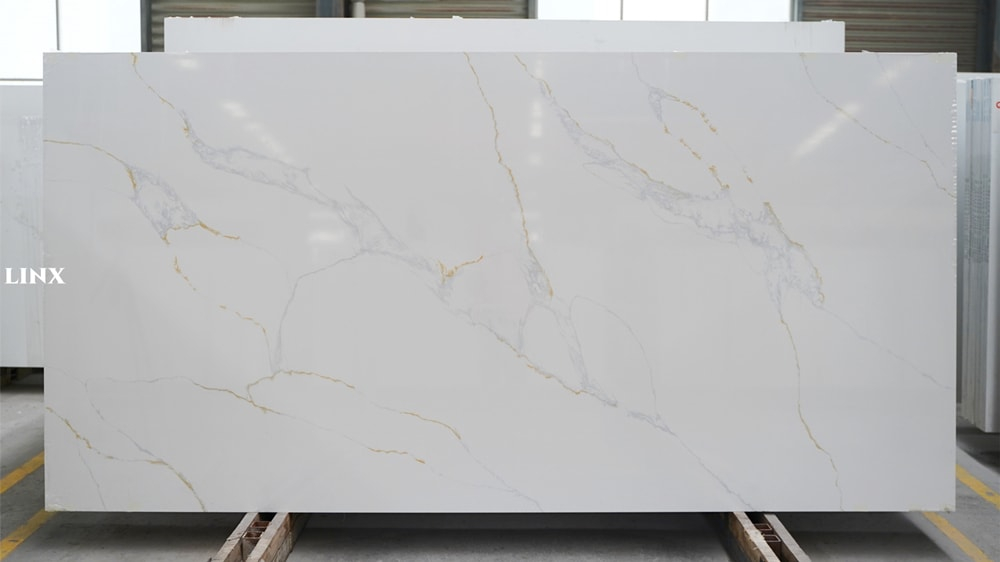 LX6123 CALACATTA GOLD QUARTZ STONE FEATURE LINX SURFACES