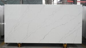 LX6125 CALACATTA WHITE QUARTZ STONE FEATURE LINX SURFACES