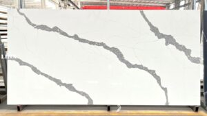 LX6791 CALACATTA WHITE QUARTZ STONE FEATURE LINX SURFACES