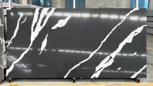 LX6796 CALACATTA BLACK QUARTZ STONE FEATURE LINX SURFACES