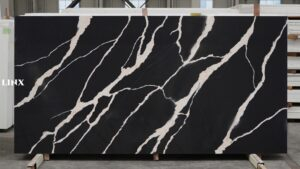 LX6805 CALACATTA BLACK QUARTZ STONE FEATURE LINX SURFACES