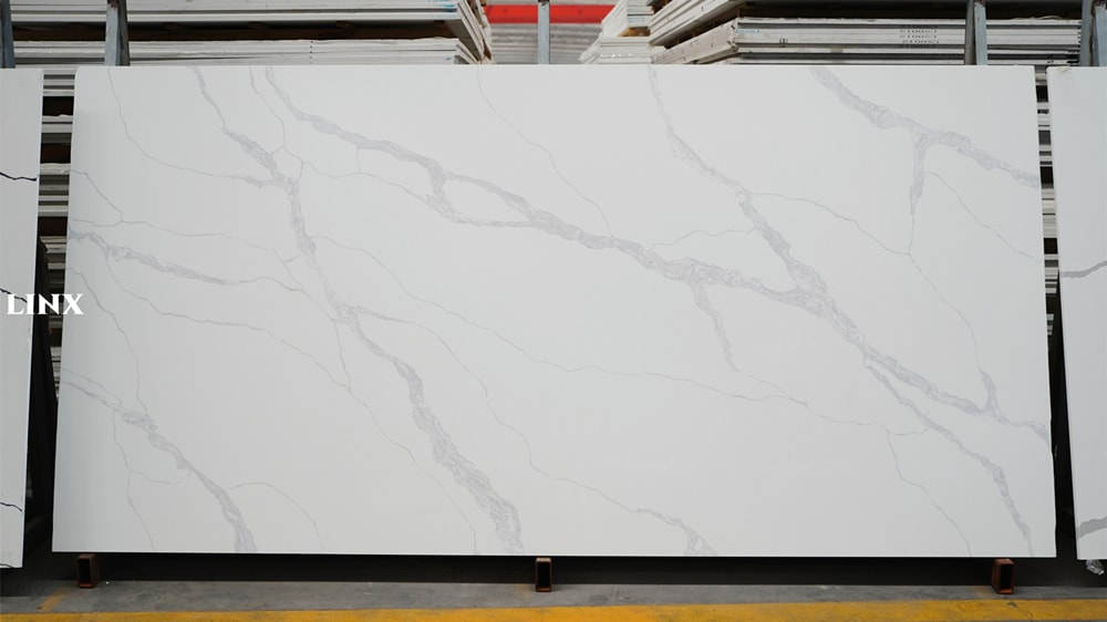 LX6827 CALACATTA WHITE QUARTZ STONE FEATURE LINX SURFACES