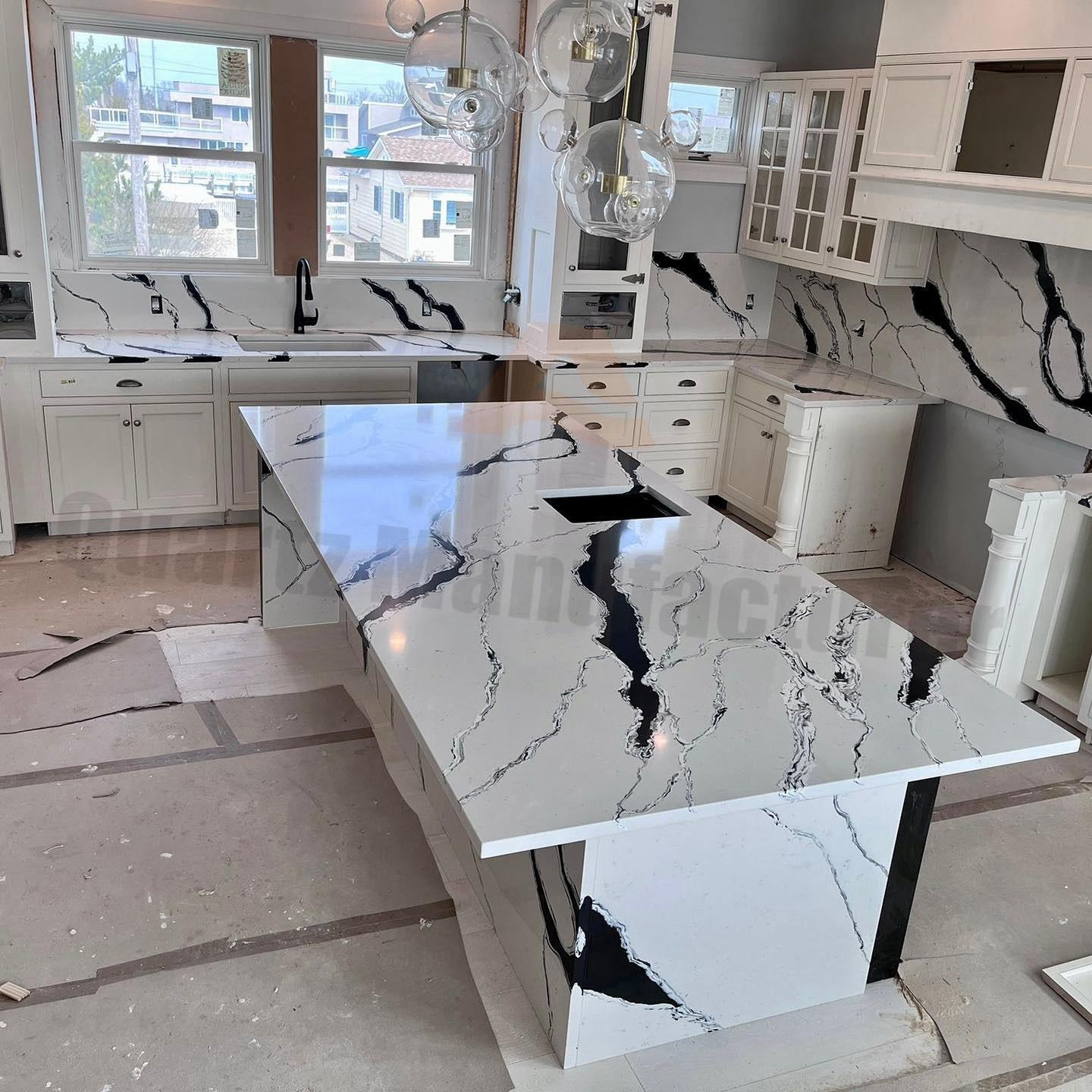 LX6853 CALACATTA BLACK VEIN QUARTZ STONE COUNTERTOP 1 LINX SURFACES