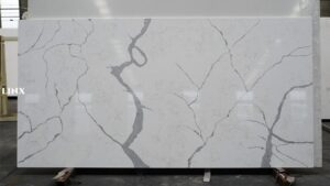 LX6858 CALACATTA WHITE QUARTZ STONE FEATURE LINX SURFACES