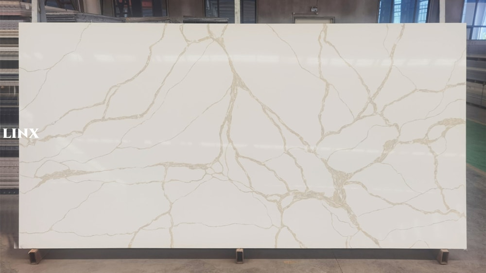 LX6883 CALACATTA GOLD QUARTZ STONE FEATURE LINX SURFACES