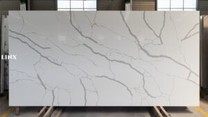 LX7080 CALACATTA WHITE QUARTZ STONE FEATURE LINX SURFACES