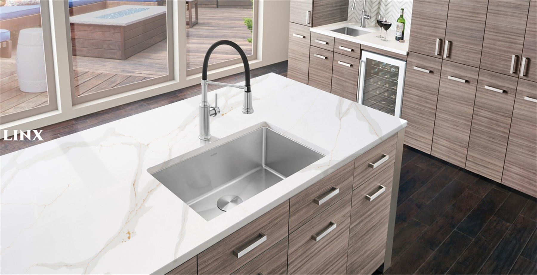 LX7237 CALACATTA GOLD QUARTZ STONE COUNTERTOP LINX SURFACES