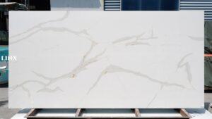 LX7237 CALACATTA GOLD QUARTZ STONE FEATURE LINX SURFACES