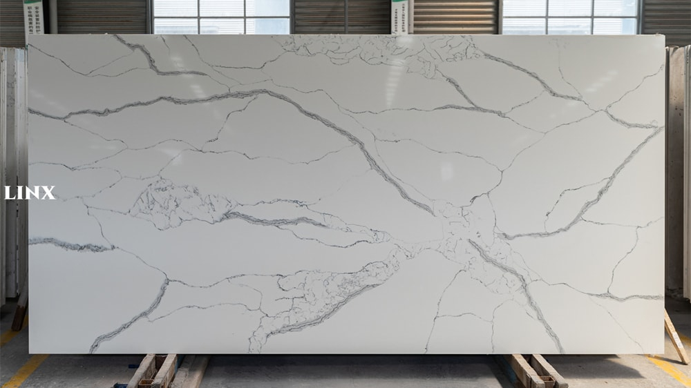 LX7251 CALACATTA WHITE QUARTZ STONE FEATURE LINX SURFACES