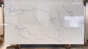 LX7299 CALACATTA WHITE QUARTZ STONE FEATURE LINX SURFACES