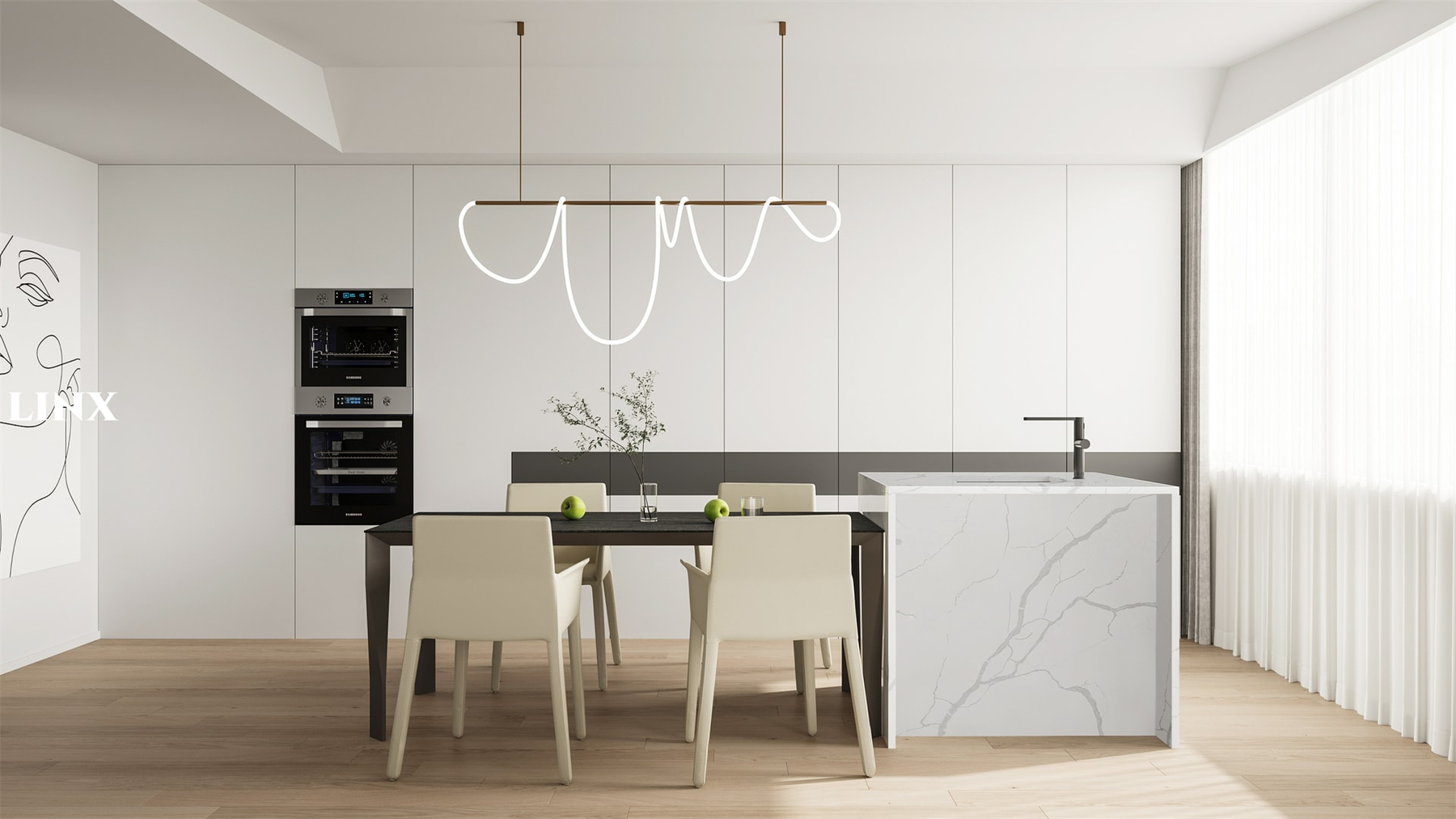 LX8021 CALACATTA WHITE QUARTZ STONE COUNTERTOP 3 LINX SURFACES