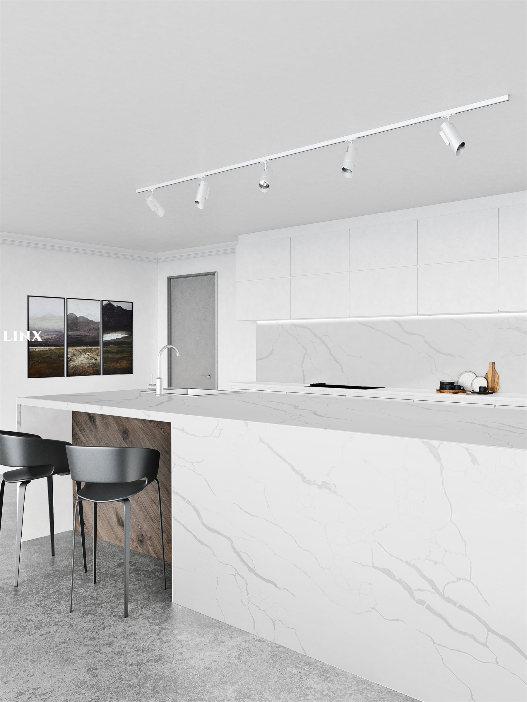 LX8021 CALACATTA WHITE QUARTZ STONE COUNTERTOP 8 LINX SURFACES