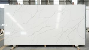 LX8021 CALACATTA WHITE QUARTZ STONE FEATURE LINX SURFACES