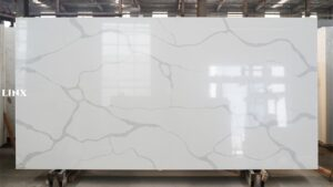 LX8022 CALACATTA WHITE QUARTZ STONE FEATURE LINX SURFACES