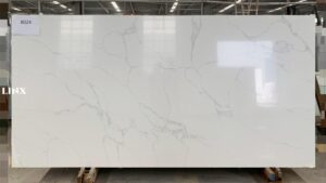 LX8024 CALACATTA WHITE QUARTZ STONE FEATURE LINX SURFACES