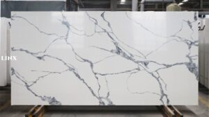 LX8031 CALACATTA WHITE QUARTZ STONE FEATURE LINX SURFACES