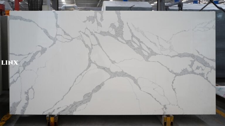 LX8088 CALACATTA WHITE QUARTZ STONE FEATURE LINX SURFACES