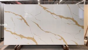 LX8101 CALACATTA GOLD QUARTZ STONE FEATURE LINX SURFACES