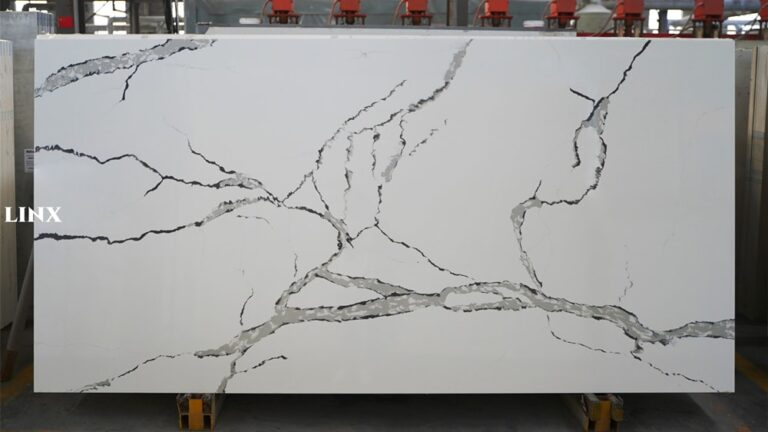 LX8114 CALACATTA WHITE QUARTZ STONE FEATURE LINX SURFACES