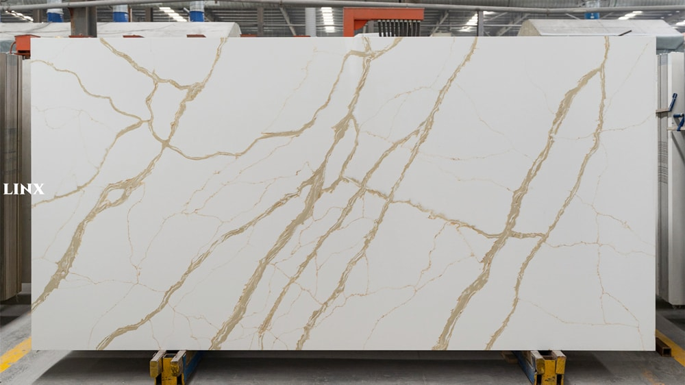 LX8837 CALACATTA GOLD QUARTZ STONE FEATURE LINX SURFACES