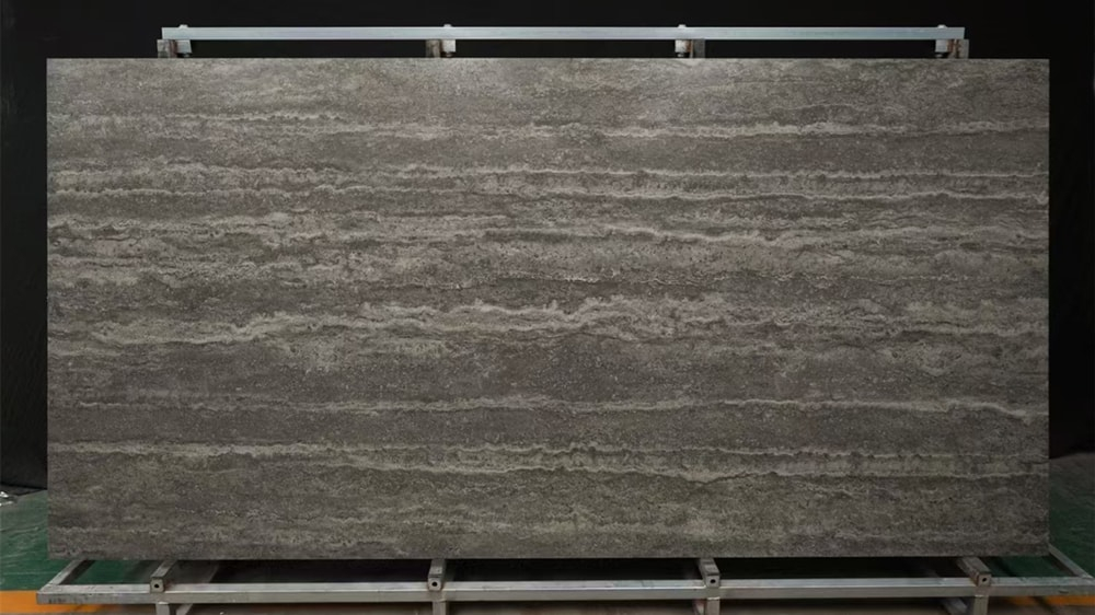 SILVER GREY TRAVERTINE SINTERED STONE FEATURE LINX SURFACES