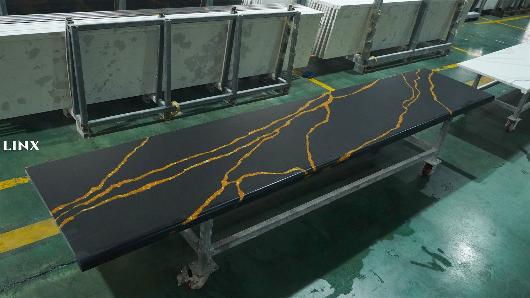 Best Black Calacatta Gold Pattern Quartz Stone Countertops 1