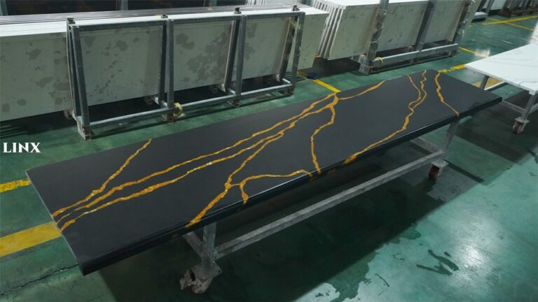 Best Black Calacatta Gold Pattern Quartz Stone Countertops Feature
