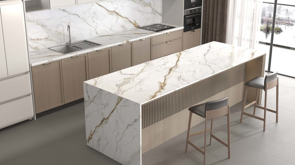 Printed Quartz Stone Kitchen Island Linx Surfaces