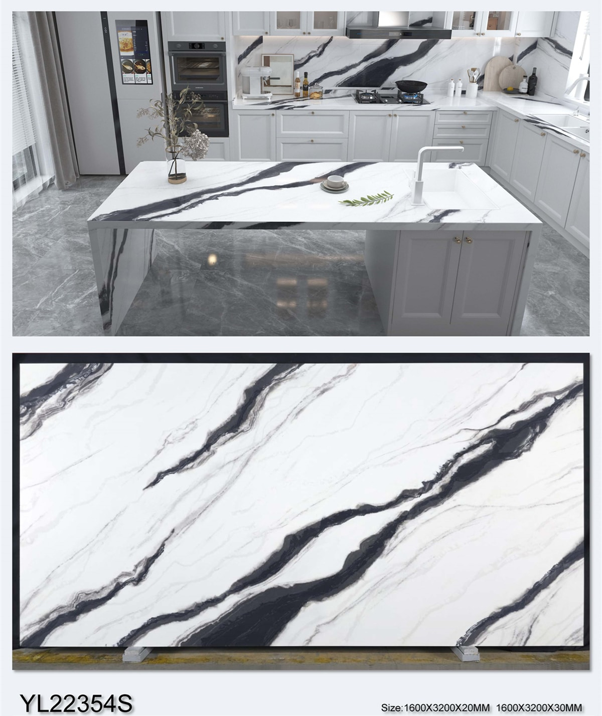 YL22354 Panda Printed Quartz Stone Linx Surfaces