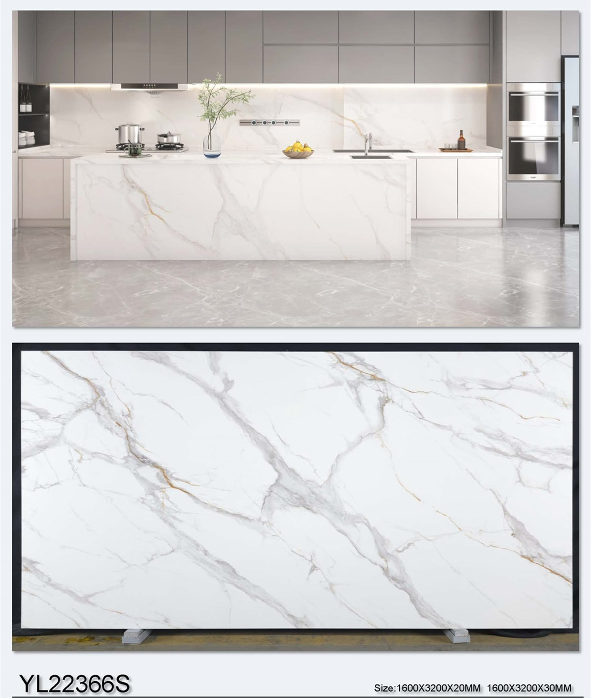 YL22366 Gold Printed Quartz Stone Linx Surfaces