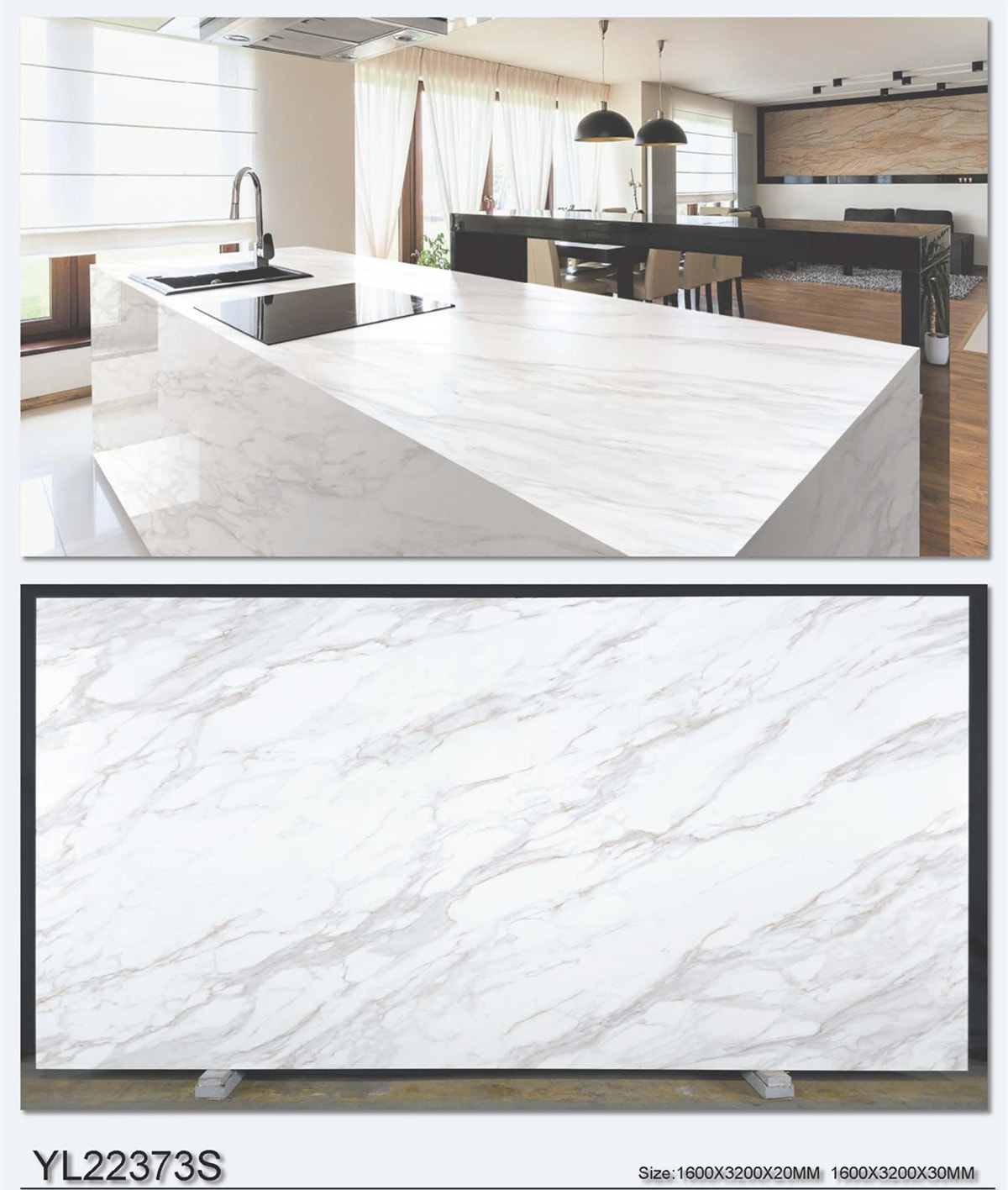 YL22373 Gold Printed Quartz Stone Linx Surfaces