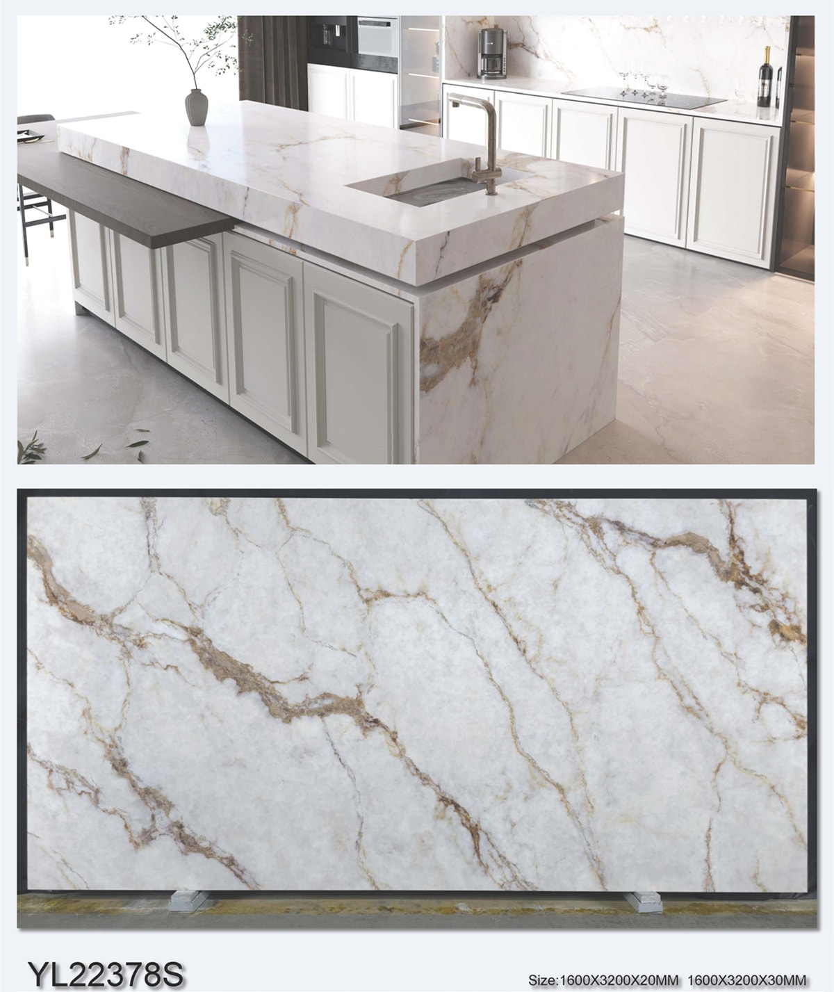 YL22378 Jade Printed Quartz Stone Linx Surfaces