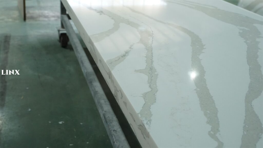 Classic Calacatta White Super Quartz Countertops Detail Linx Surfces