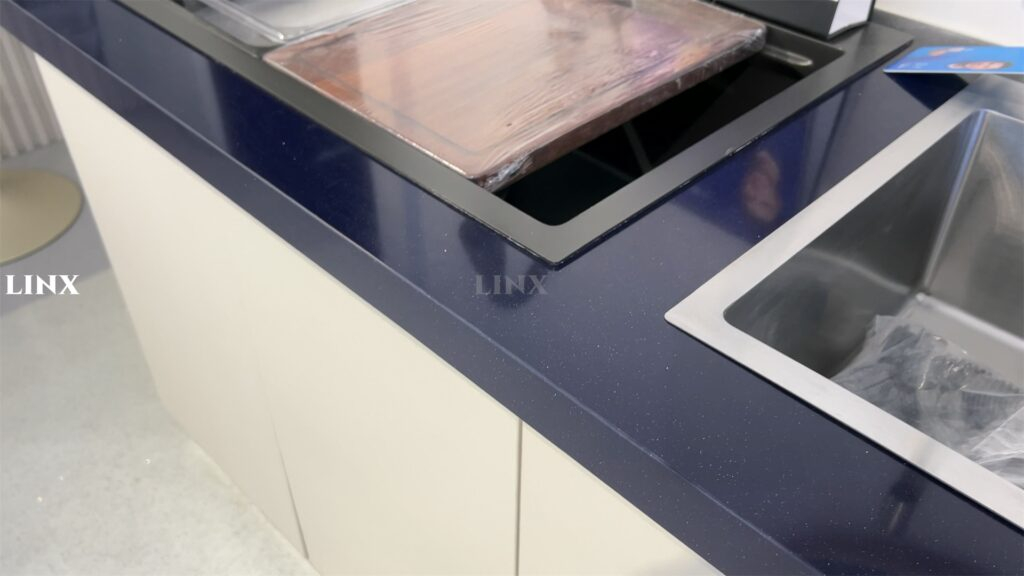Navy Blue Quartz Jade Countertops Detail Linx Surfaces