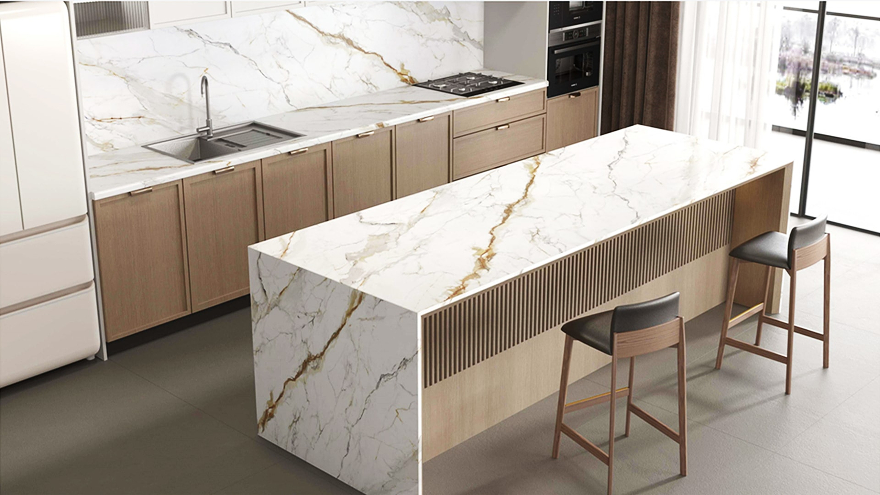 Printed Quartz Stone Calacatta Gold Countertop Linx Surfaces