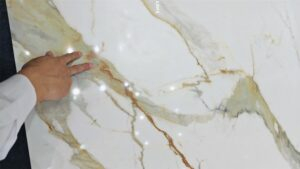 Printed Quartz Stone Calacatta Gold Feature - Linx Surfaces