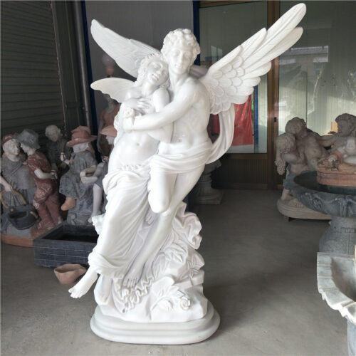 White Jade Marble Angel Love Sculpture 1
