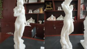 White Jade Marble Moon Goddess Stone Sculpture 60cm Feature