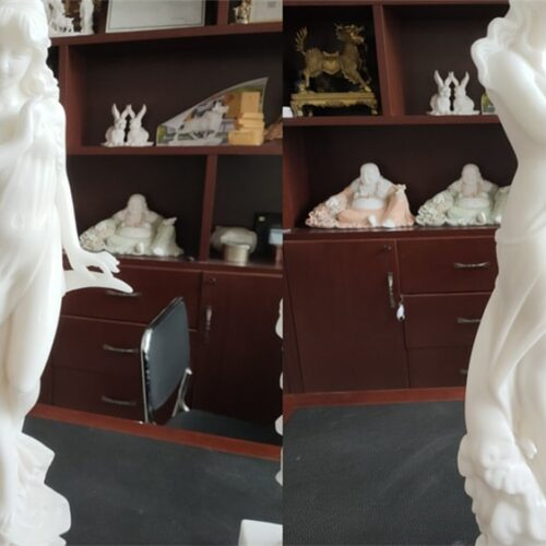 White Jade Marble Moon Goddess Stone Sculpture 60cm Feature