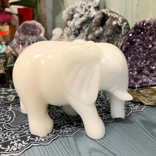 White Jade Stone Elephant (12)
